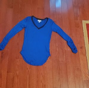 Royal blue with black neck trim top